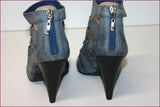 MINELLI Escarpins Lanières Cuir Bleu Jean Talons Hauts T 39 TBE