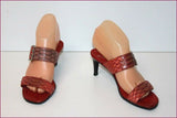 VIA VENISE Escarpins Sandales Tout Cuir Rouge T 36 TBE