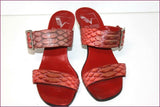 VIA VENISE Escarpins Sandales Tout Cuir Rouge T 36 TBE