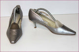 LINEA RAFFAELLI Escarpins Semi  Pointus Tout Cuir Gris Argenté T 38.5 BE