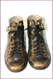 KESSLORD Sneakers  Cuir Marbré Marron et Bronze Doublées Cuir T 40 BE
