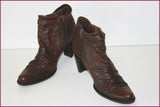 UST Bottines Boots Cuir Plissé Marron Foncé Doublées Cuir T 36.5 TBE