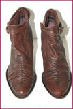 UST Bottines Boots Cuir Plissé Marron Foncé Doublées Cuir T 36.5 TBE