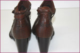 UST Bottines Boots Cuir Plissé Marron Foncé Doublées Cuir T 36.5 TBE