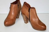 LA FEE MARABOUTE Bottines Boots Cuir Marron Clair Doublées Cuir T 39 TBE
