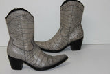 Bottines Boots Pointues Cuir Façon Reptile Gris Clair Doublées Cuir T 37 TBE