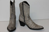 Bottines Boots Pointues Cuir Façon Reptile Gris Clair Doublées Cuir T 37 TBE