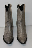 Bottines Boots Pointues Cuir Façon Reptile Gris Clair Doublées Cuir T 37 TBE