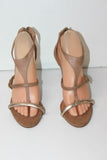 MARCO Sandales Tout Cuir Beige Lanières Fines Talons Hauts T 39 TBE