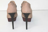 ZARA Basic Escarpins Boots Simili Daim Beige Talons Aiguilles Hauts T 39 TBE