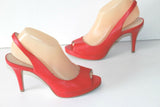 SAN MARINA Escarpins Sandales  Cuir Rouge Doublés Cuir T 40 TBE