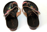 LAURA VITA Sandales Cuir Coloré Motifs Fleurs Modèle HEAUME  T 39 TTBE