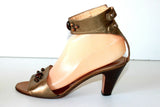 SARTORE Sandales à Talons Tout Cuir Bronze Lanière Chevilles T 6.5 / 39 BE