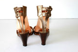 SARTORE Sandales à Talons Tout Cuir Bronze Lanière Chevilles T 6.5 / 39 BE