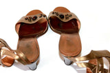 SARTORE Sandales à Talons Tout Cuir Bronze Lanière Chevilles T 6.5 / 39 BE