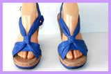 SAN MARINA Sandales Compensées Bleu Jean Talons liège T 40 TBE