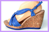 SAN MARINA Sandales Compensées Bleu Jean Talons liège T 40 TBE