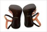 ORCADE Via Minelli Sandales Tout Cuir Marron Lanières Fines  T 38 TBE