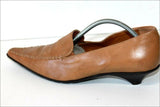 ROSA LIPTY Mocassins Pointus Cuir Marron Clair T 39 TBE