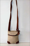LE TANNEUR Pochette Sacoche Toile et Cuir Bandoulière TTBE