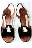 JOSE SAENZ Escarpins Sandales Cuir Verni Bicolore Pampilles T 40 BE