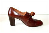 POLLINI Escarpins à Lacets Tout Cuir Vintage T 34.5 BE