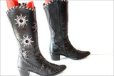 MITICA Mi Bottes Pointues Cuir Clouté Motifs Argentés T 36 TBE