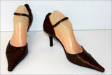 MINELLI Escarpins Pointus  à Sangles Cuir clouté Marron T 40 TBE