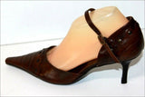 MINELLI Escarpins Pointus  à Sangles Cuir clouté Marron T 40 TBE