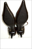 MINELLI Escarpins Pointus  à Sangles Cuir clouté Marron T 40 TBE