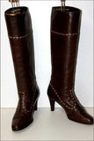 BARBARA BUI Bottes Vintage Tout Cuir Marron Foncé T 37 BE