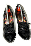 PEPE JEANS Escarpins Cuir Fripé Verni Noir Talons Coniques  T 36 TBE