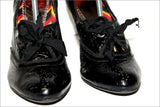 PEPE JEANS Escarpins Cuir Fripé Verni Noir Talons Coniques  T 36 TBE