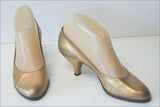 BALLY Escarpins Vintage Tout Cuir Doré Petits Talons T 5 B / 36 BE