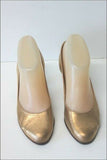 BALLY Escarpins Vintage Tout Cuir Doré Petits Talons T 5 B / 36 BE
