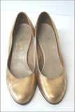 BALLY Escarpins Vintage Tout Cuir Doré Petits Talons T 5 B / 36 BE
