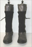 PATAUGAS Mi Bottes Daim et Cuir Plissé Bronze et Noir T 41 TBE