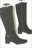 MINELLI Bottes Daim Noir Doublées Cuir Bouts Semi Carrés T 37 TBE