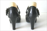KARSTON Escarpins à Sangles Cuir Noir Talons Hauts T 37 BE
