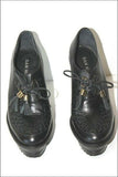 SAN MARINA Escarpins Compensés à Lacets Cuir Noir T 38  ETAT NEUF