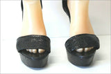 COLISEE Sandales Cuir Imprimé Reptile Noir Doublés Cuir T 40 TBE