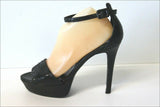 COLISEE Sandales Cuir Imprimé Reptile Noir Doublés Cuir T 40 TBE
