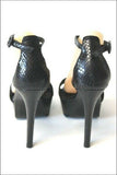 COLISEE Sandales Cuir Imprimé Reptile Noir Doublés Cuir T 40 TBE