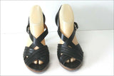 GEOX Sandales à Talons Cuir Noir Lanières T 39.5 TTBE