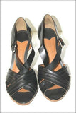 GEOX Sandales à Talons Cuir Noir Lanières T 39.5 TTBE