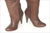 MISSANGA Bottes à Talons Tout Cuir Plissé Marron T 36 TTBE