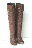 MISSANGA Bottes à Talons Tout Cuir Plissé Marron T 36 TTBE