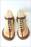 MINELLI Sandales Tout Cuir Marron Clair Doré T 35 TBE