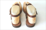 MINELLI Sandales Tout Cuir Marron Clair Doré T 35 TBE