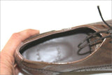 MURATTI Derby à Lacets Cuir Verni Marron Taupe Doublés Cuir T 40 TBE